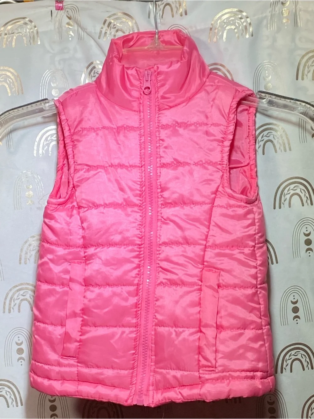 Kids Sleeveless Puffer Vest - Pink